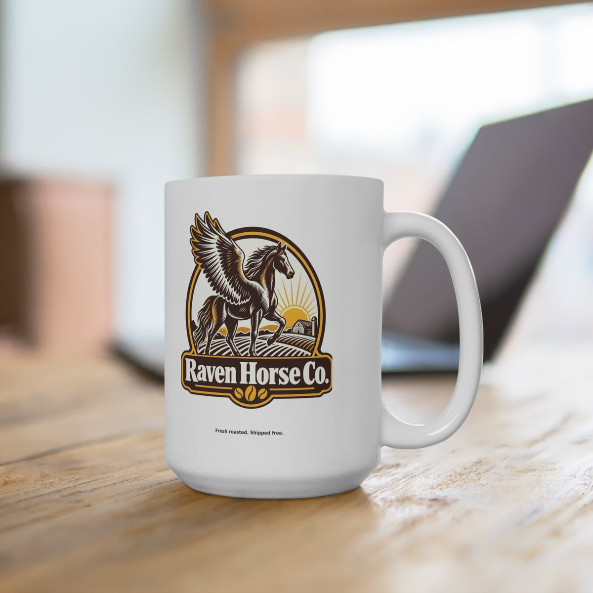 Raven Horse Co. White Ceramic Mug – 15oz