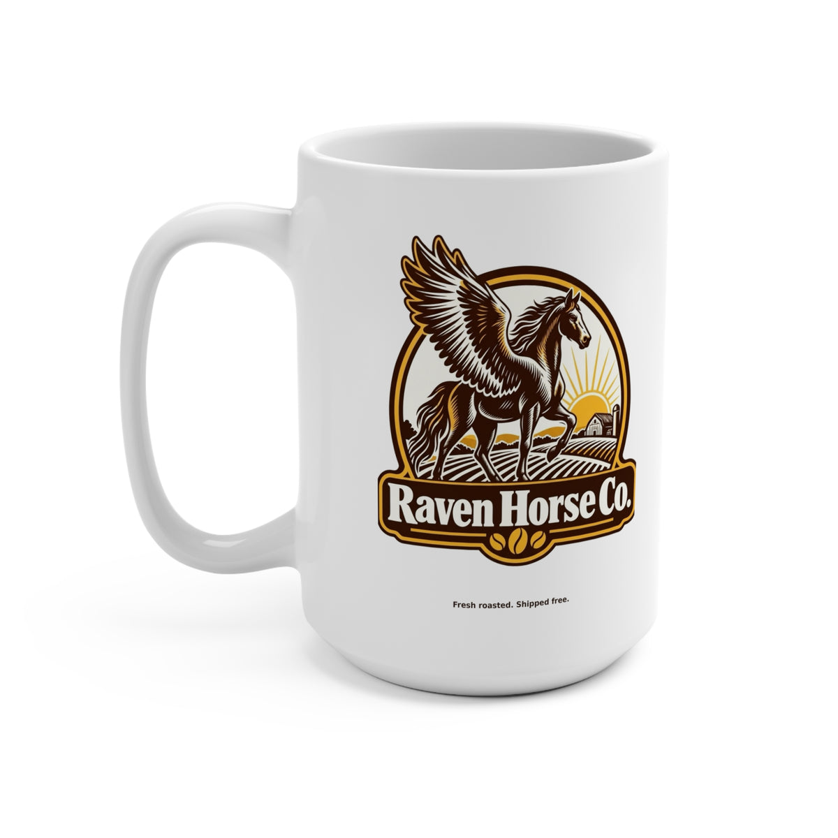 Raven Horse Co. White Ceramic Mug – 15oz