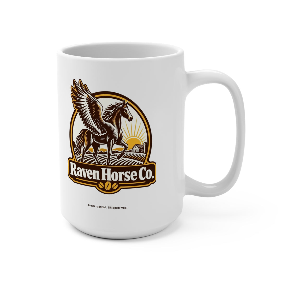 Raven Horse Co. White Ceramic Mug – 15oz